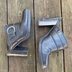 Y2k Alternative B.O.C. Born of Concept Black Leather Mule Heel with Metal Buckle